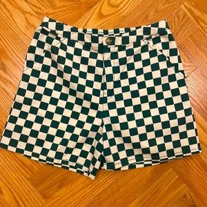 Green and cream checkerboard print shorts by Wild Fable, size S